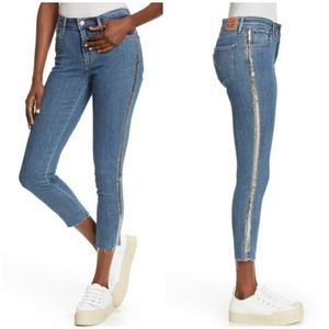 Levi's 721 High Rise Sequin Striped Skinny Jeans